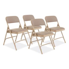 2200 Series Deluxe Fabric Upholstered Dual-Hinge Premium Folding Chair, Supports Up to 500 lb, Cafe Beige, 4/Carton