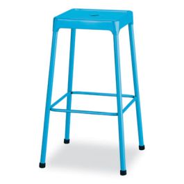 Steel Bar Stool, Backless, Supports Up to 275 lb, 29" Seat Height, Baby Blue Seat, Baby Blue Base