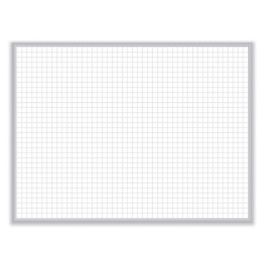 1 x 1 Grid Magnetic Whiteboard, 48.5" x 36.5", White/Gray Surface, Satin Aluminum Frame