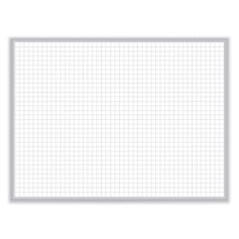 1 x 1 Grid Magnetic Whiteboard, 36" x 24", White/Gray Surface, Satin Aluminum Frame