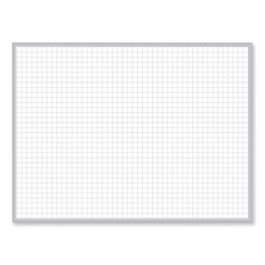 1 x 1 Grid Magnetic Whiteboard, 72.5" x 48.5", White/Gray Surface, Satin Aluminum Frame