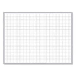 1 x 1 Grid Magnetic Whiteboard, 96.5" x 48.5", White/Gray Surface, Satin Aluminum Frame
