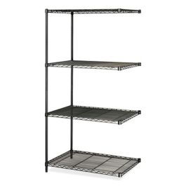 Industrial Add-On Unit, Four-Shelf, 36w x 24d x 72h, Steel, Black
