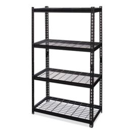 Iron Horse 2300 Wire Deck Shelving, Four-Shelf, 36w x 18d x 60h, Black