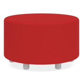 Learn 30" Cylinder Vinyl Ottoman, 30" x 30" x 18", Red