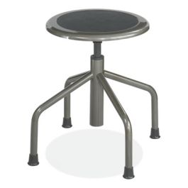 Diesel Low Base Stool, Backless, Supports Up to 250 lb, 16" to 22" Seat Height, Black Seat, Pewter Base