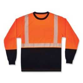 GloWear 8281BK Class 2 Long Sleeve Shirt with Black Bottom, Polyester, 3X-Large, Orange