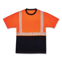 GloWear 8280BK Class 2 Performance T-Shirt with Black Bottom, Polyester, Small, Orange