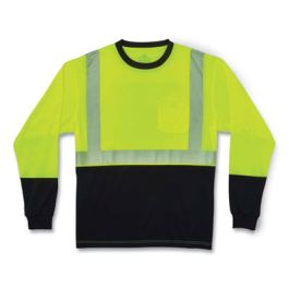 GloWear 8281BK Class 2 Long Sleeve Shirt with Black Bottom, Polyester, 2X-Large, Lime