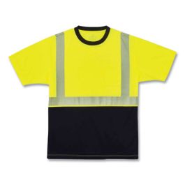 GloWear 8280BK Class 2 Performance T-Shirt with Black Bottom, Polyester, 4X-Large, Lime