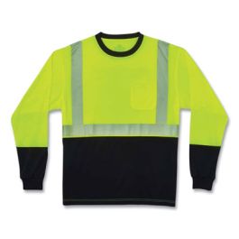 GloWear 8281BK Class 2 Long Sleeve Shirt with Black Bottom, Polyester, 5X-Large, Lime