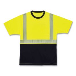 GloWear 8280BK Class 2 Performance T-Shirt with Black Bottom, Polyester, 5X-Large, Lime