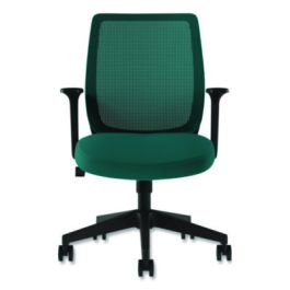 Essentials Mesh Back Fabric Task Chair with Arms, Supports Up to 275 lb, Teal Fabric Seat/Mesh Back, Black Base