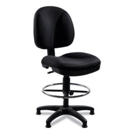 Comfort Task Stool, Supports Up to 300 lb, 24.5" to 34.5" Seat Height, Black Seat, Black Back, Black Base