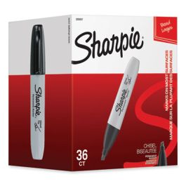 Chisel Tip Permanent Marker, Broad Chisel Tip, Black, 36/Pack