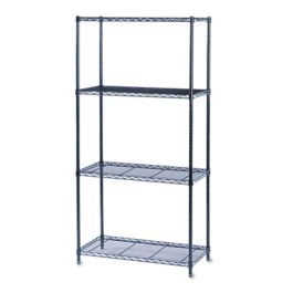 Commercial Wire Shelving, Four-Shelf, 36w x 18d x 72h, Black