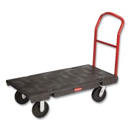 BRUTE Heavy-Duty Utility Cart with Lipped Shelves, Plastic, 2 Shelves, 750 lb Capacity, 26" x 55" x 33.25", Black