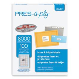 Labels, Inkjet/Laser Printers, 0.5 x 1.75, White, 80/Sheet, 100 Sheets/Pack