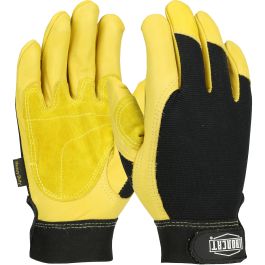 Heavy Premium Top Grain Cowhide Leather Reinforced Palm Glove with Fabric Back, Black, 2XL 86350/2XL