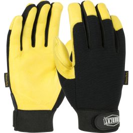 Heavy Duty Top Grain Deerskin Leather Palm Glove with Fabric Back, Gold, 2XL 86400/XXL