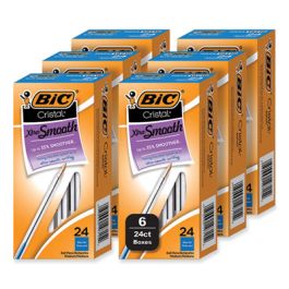 Cristal Xtra Smooth Ballpoint Pen, Stick, Medium 1 mm, Blue Ink, Clear Barrel, 144/Pack