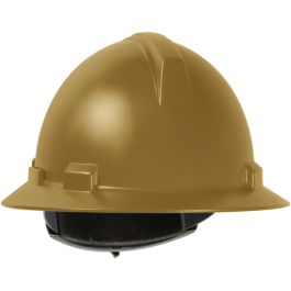 Full Brim Hard Hat with Polycarbonate / ABS Shell, 4-Point Textile Suspension and Wheel Ratchet Adjustment, Gold, OS 280-HP1041R-13
