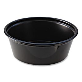 Portion Cups, 1.5 oz, Squat, Plastic, Black, 250/Sleeve, 10 Sleeves/Carton