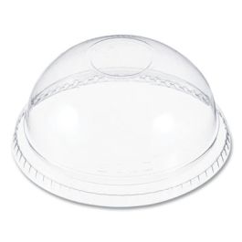 Plastic Dome Lid, No-Hole, Fits 9 oz to 22 oz Hot Cups, Clear, 100/Sleeve, 10 Sleeves/Carton