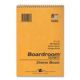 Boardroom Series Steno Pad, Gregg Ruled, Brown Cover, 80 Green 6 x 9 Sheets, 72 Pads/Carton