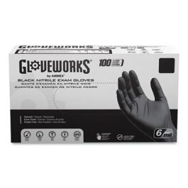Nitrile Exam Gloves, Powder-Free, 6 mil, 2X-Large, Black, 100 Gloves/Box, 10 Boxes/Carton
