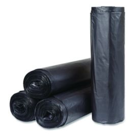 Institutional Low-Density Can Liners, 45 gal, 1.2 mil, 40" x 46", Black, Interleaved Roll, 25 Bags/Roll, 4 Rolls/Carton