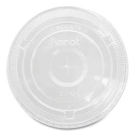 PET Lids, Flat with Straw Slot, Fits 32 oz Cold Cups, Plastic, Clear, 500/Carton