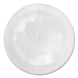 PET Lids, Flat Lid, Fits 32 oz Cold Cups, Plastic, Clear, 600/Carton