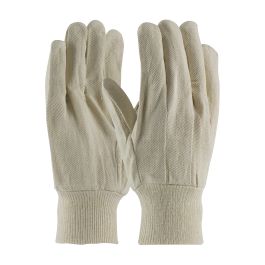 Economy Grade Cotton/Polyester Canvas Single Palm Glove - Knit Wrist, Natural, MENS 90-908I