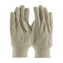 Economy Grade Cotton/Polyester Canvas Single Palm Glove - Knit Wrist, Natural, MENS 90-910I
