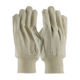 Economy Grade Cotton/Polyester Canvas Single Palm Glove - Knit Wrist, Natural, MENS 90-912I