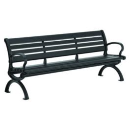Aluminum Bench with Back, 73" x 22.75" x 30.75", Black Seat/Back, Black Base