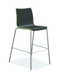 Ruck Laminate Stool, Supports Up to 300 lb, 30" Seat Height, Charcoal Seat/Back, Silver Base