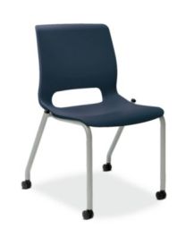 Motivate Four-Leg Stacking Chair, Up to 300 lbs, 18" Seat Height, Regatta Seat and Back, Platinum Base, 2/Carton