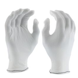 70 Denier Tricot Inspection Glove with Rolled Hem Cuff, White, M 906/M
