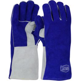 Ironcat® Premium Side Split Cowhide Leather Welder's Glove with Cotton Foam Liner and Kevlar® Stitching, Blue, L 9051/L
