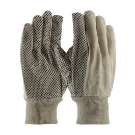 Economy Grade Cotton Canvas Glove with PVC Dotted Grip on Palm, Thumb and Index Finger - 8 oz., Natural, MENS 91-908PDI