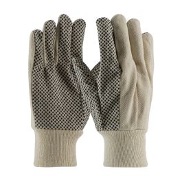 Economy Grade Cotton Canvas Glove with PVC Dotted Grip on Palm, Thumb and Index Finger - 10 oz., Natural, MENS 91-910PDI