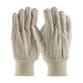 Cotton Canvas Double Palm Glove with Nap-In Finish - Knit Wrist, Natural, MENS 92-918