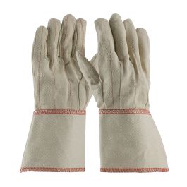 Cotton Canvas Double Palm Glove with Nap-In Finish - Gauntlet Cuff, Natural, MENS 92-918G