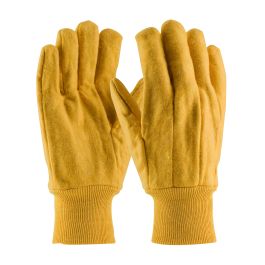 Economy Grade Chore Glove with Single Layer Palm, Single Layer Back and Nap-Out Finish - Knit Wrist, Gold, MENS 93-568