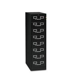 Eight-Drawer Multimedia/Card File Cabinet, Black, 15" x 28.5" x 52"