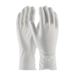 Medium Weight Cotton Lisle Inspection Glove with Unhemmed Cuff - 12", White, MENS 97-520/12