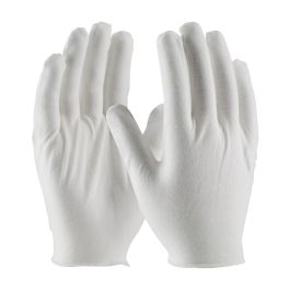 Medium Weight Cotton Lisle Inspection Glove with Overcast Hem Cuff - Men's, White, MENS 97-520H