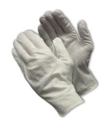 Medium Weight Cotton Lisle Inspection Glove with Unhemmed Cuff - 10.5", White, LADIES 97-521/10